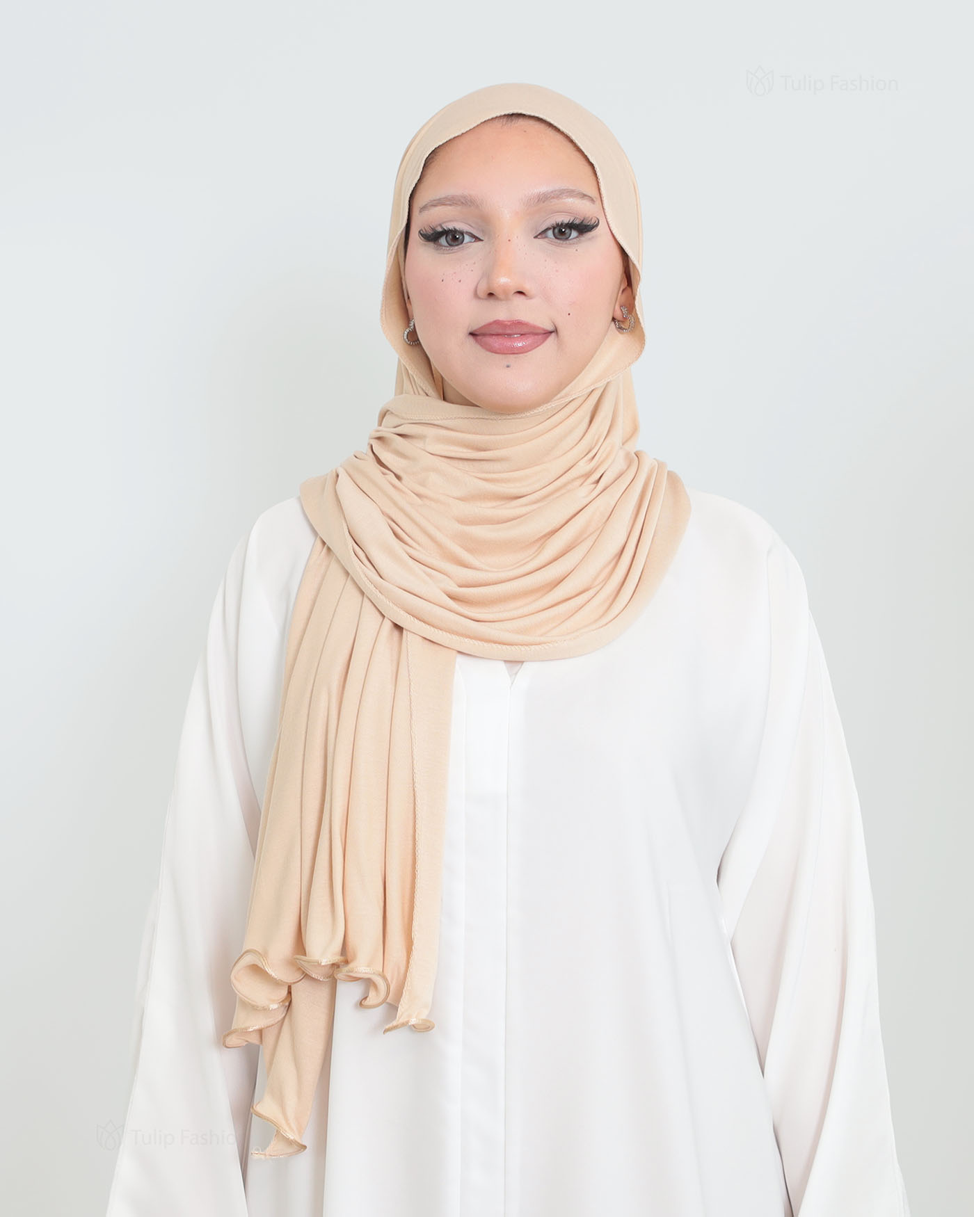 Hijab - Jersey med volangkanter - Beige