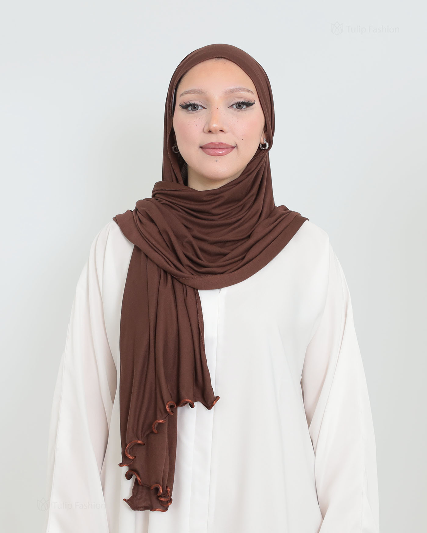 Hijab - Jersey med volangkanter - Brun
