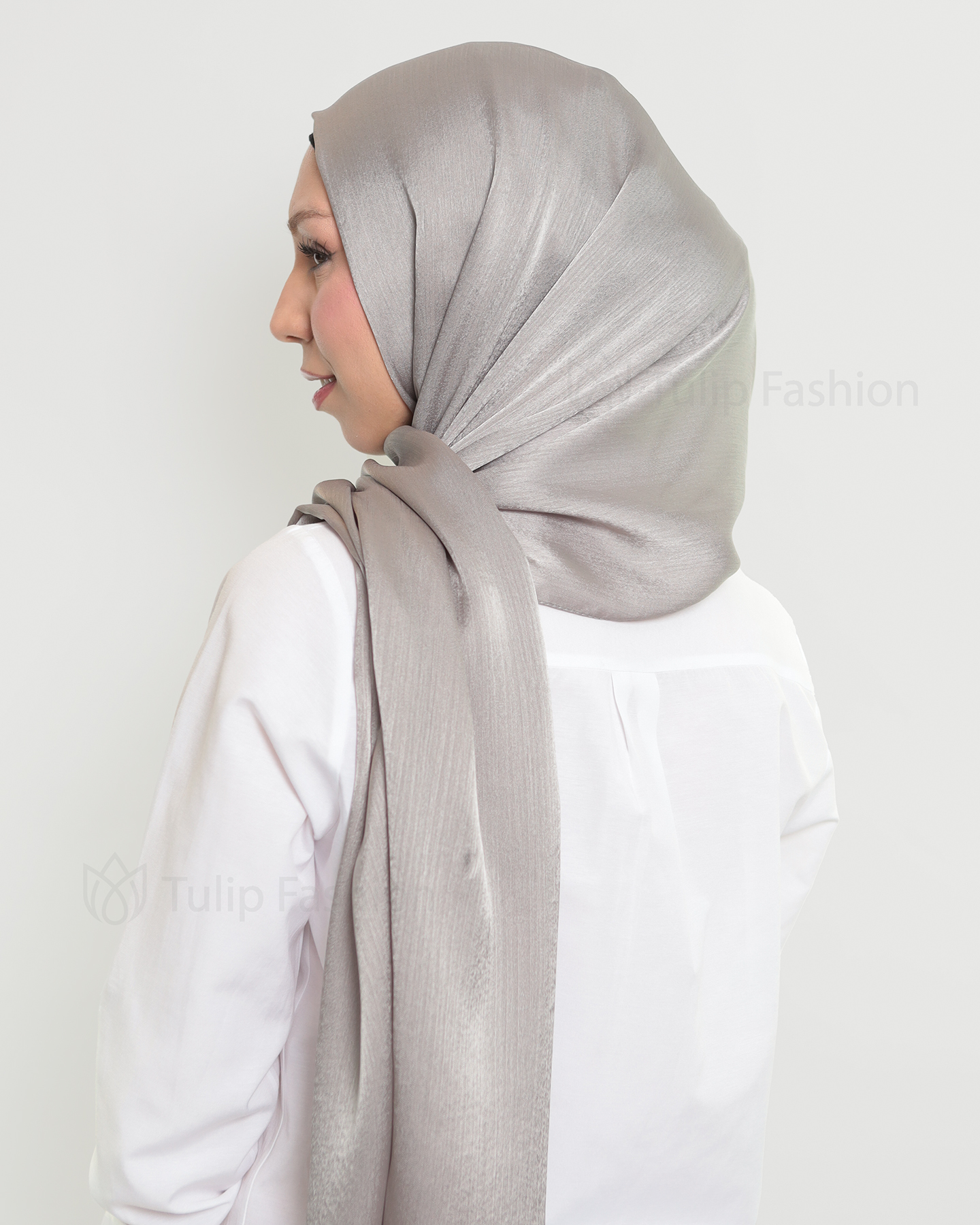 Hijab - Metallic Satin - Grå