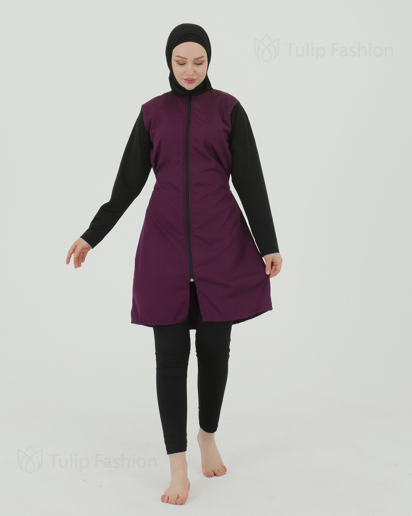Muslimsk baddräkt med hijab - Lila
