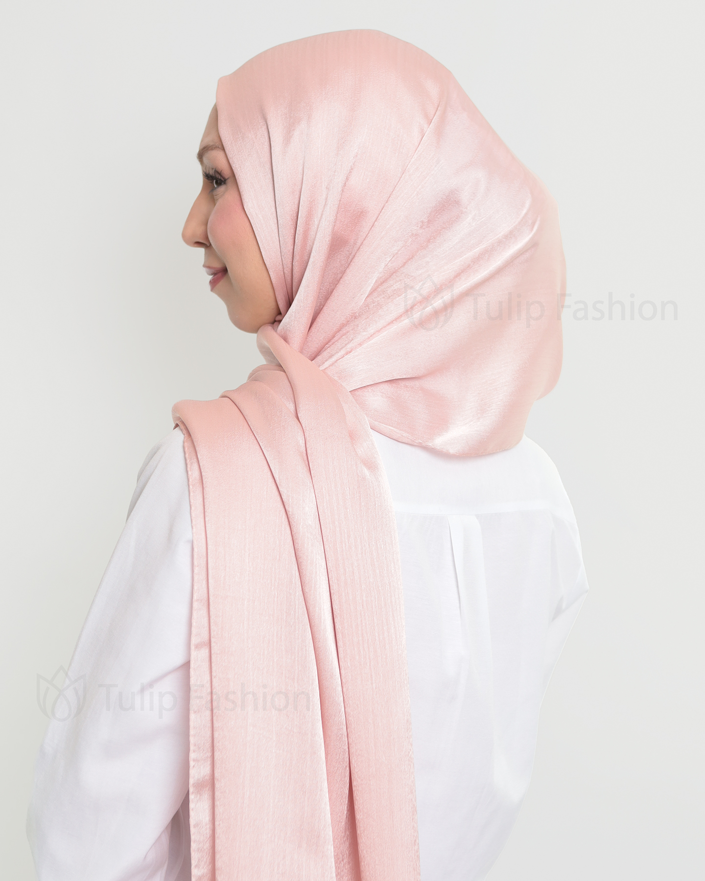 Hijab - Metallic Satin - Ljusrosa