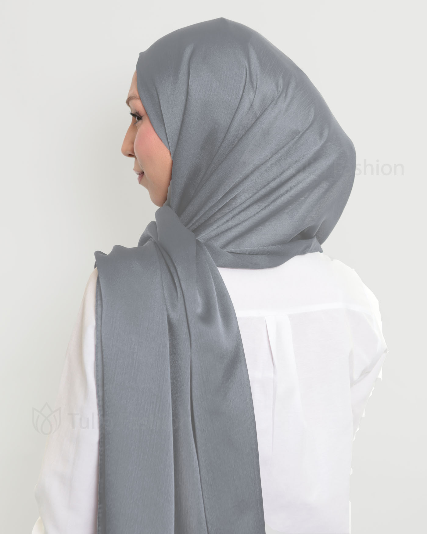 Hijab - Metallic Satin - Mörkgrå