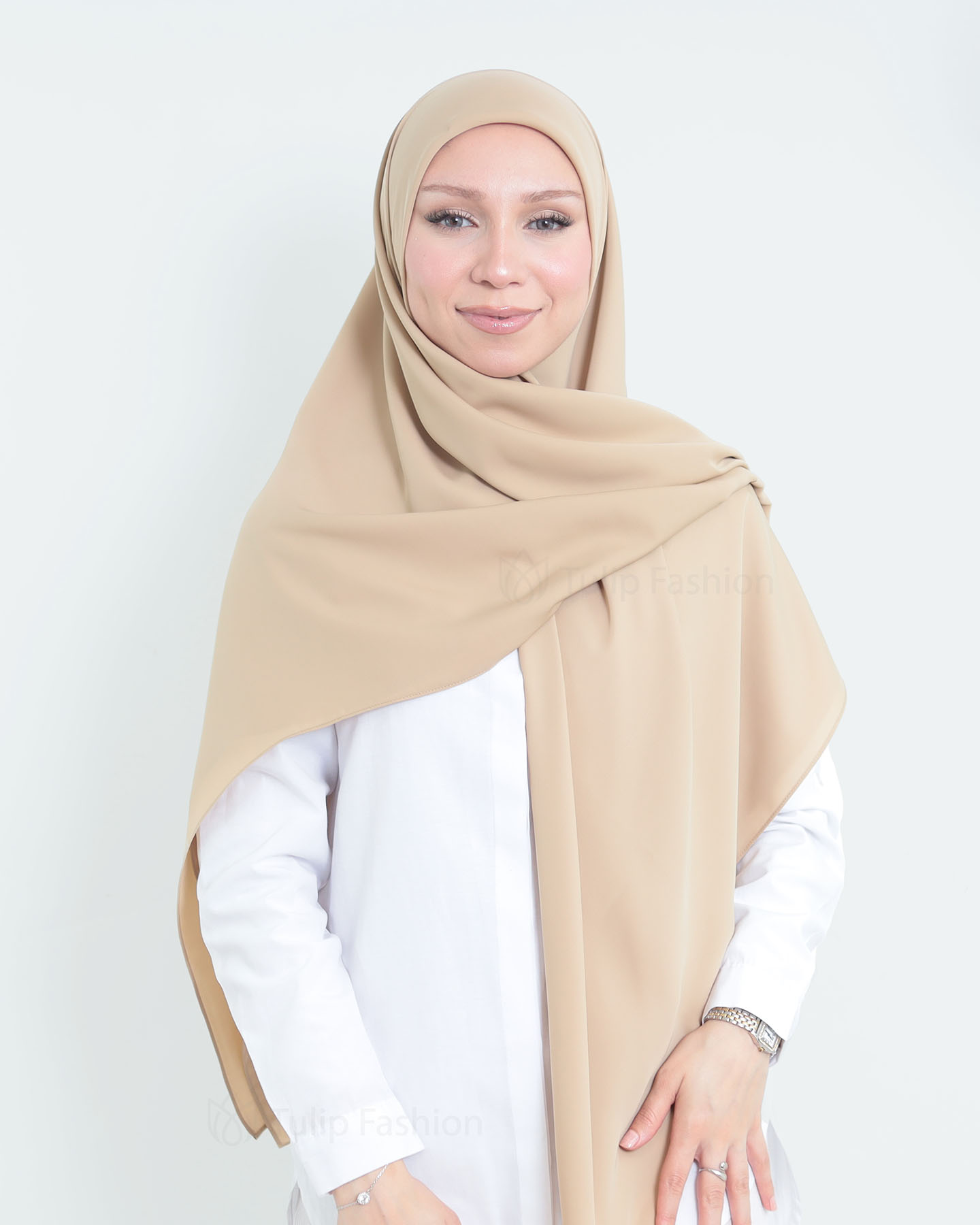 Hijab - Maxi Square Medina Chiffon - Brunt socker