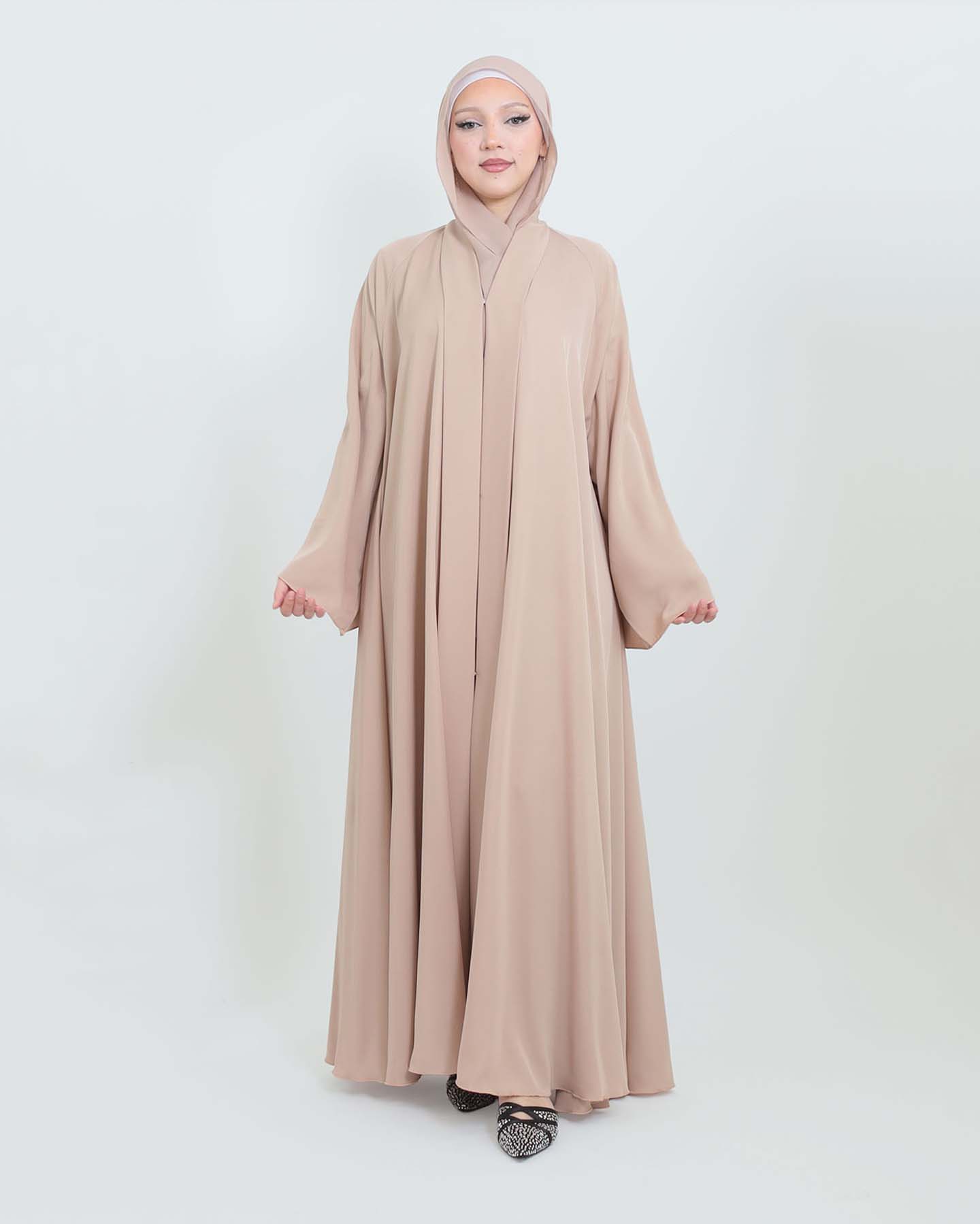 Butterfly Abaya med matchande Hijab - Beige