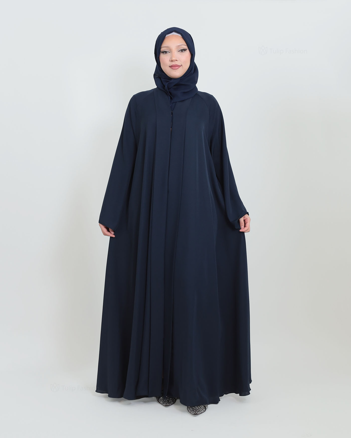 Butterfly Abaya med matchande Hijab - Marinblå