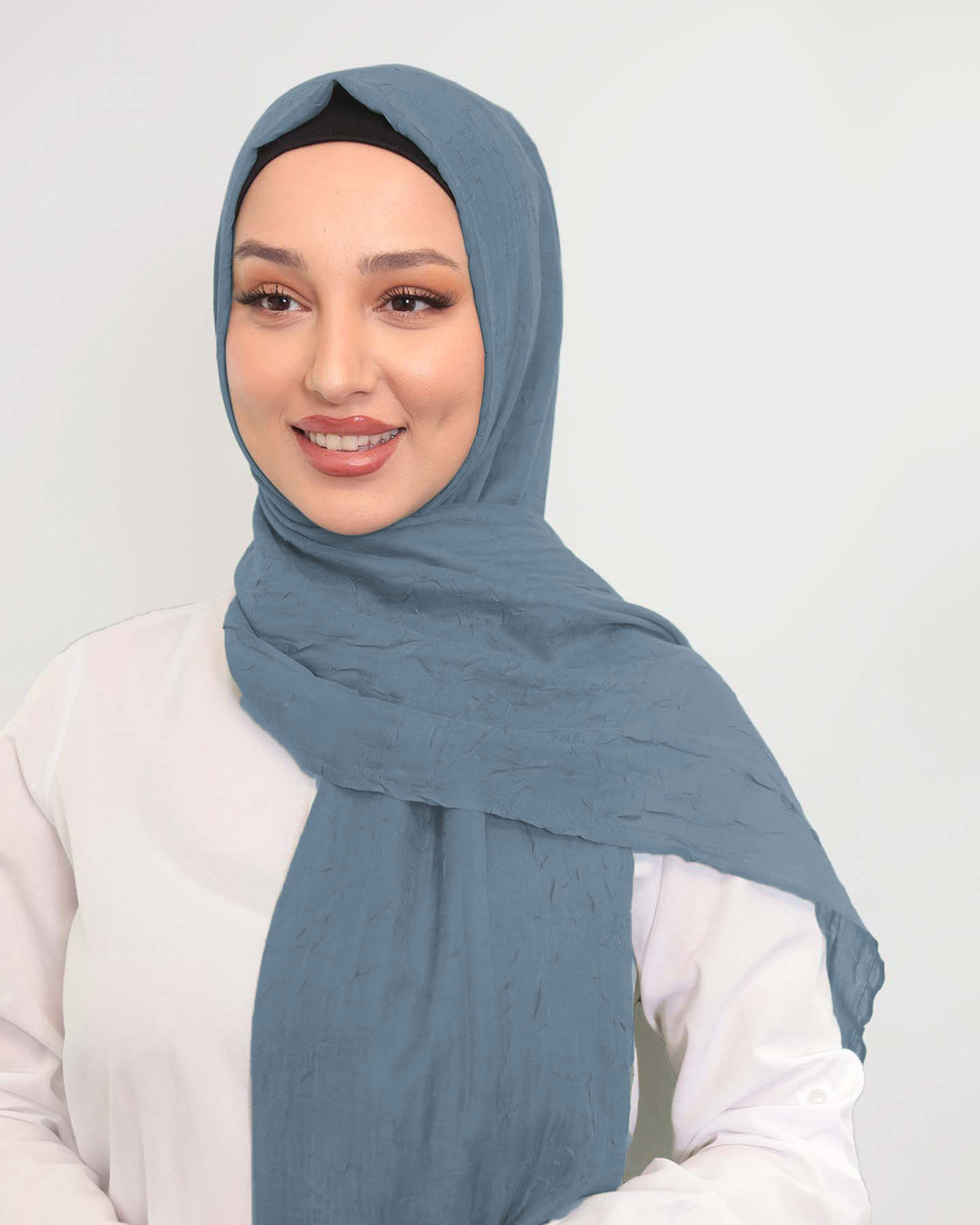 Hijab - Crinkle Vävt - Royal Blå