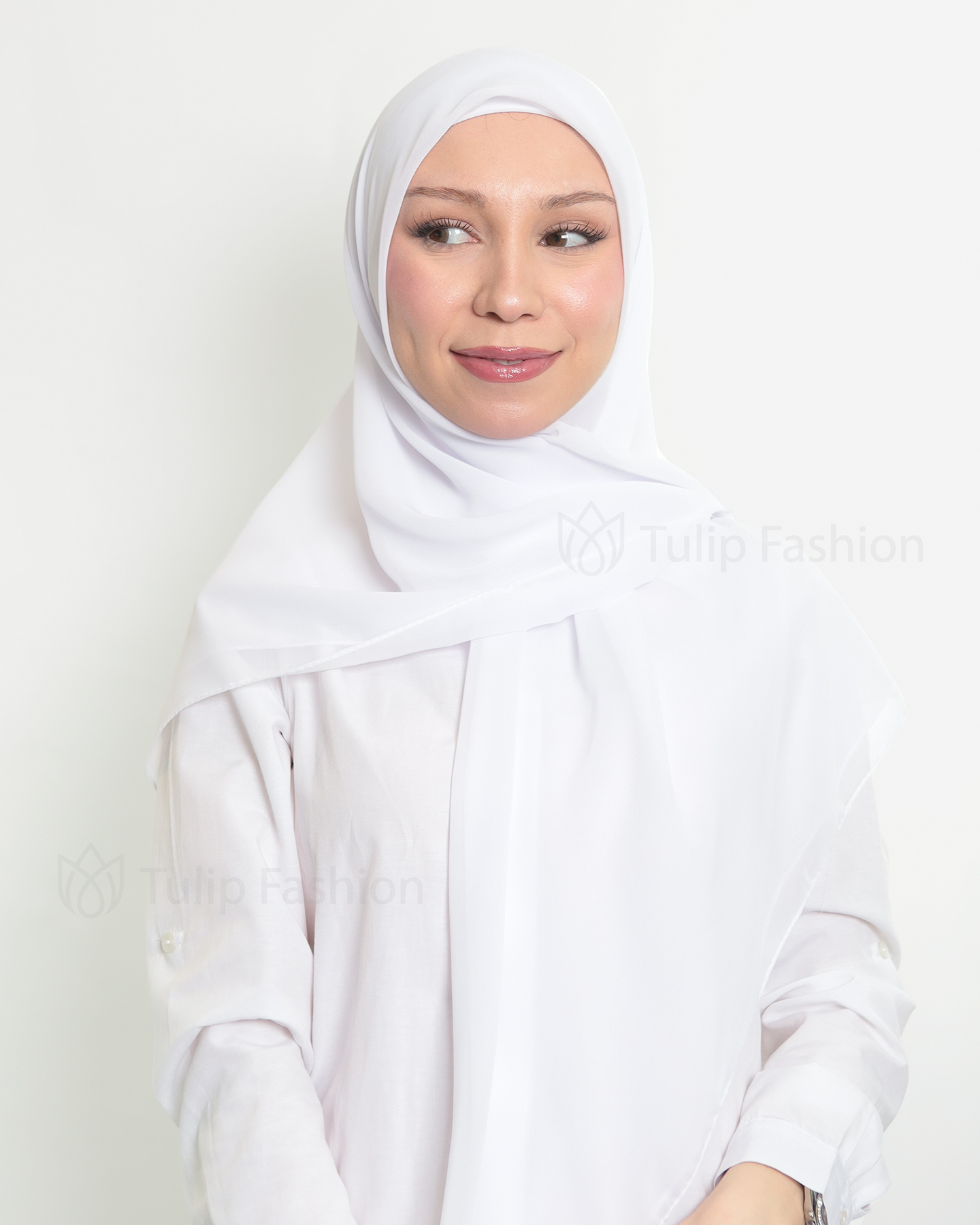 Hijab - Square Chiffon 120 cm - Vit