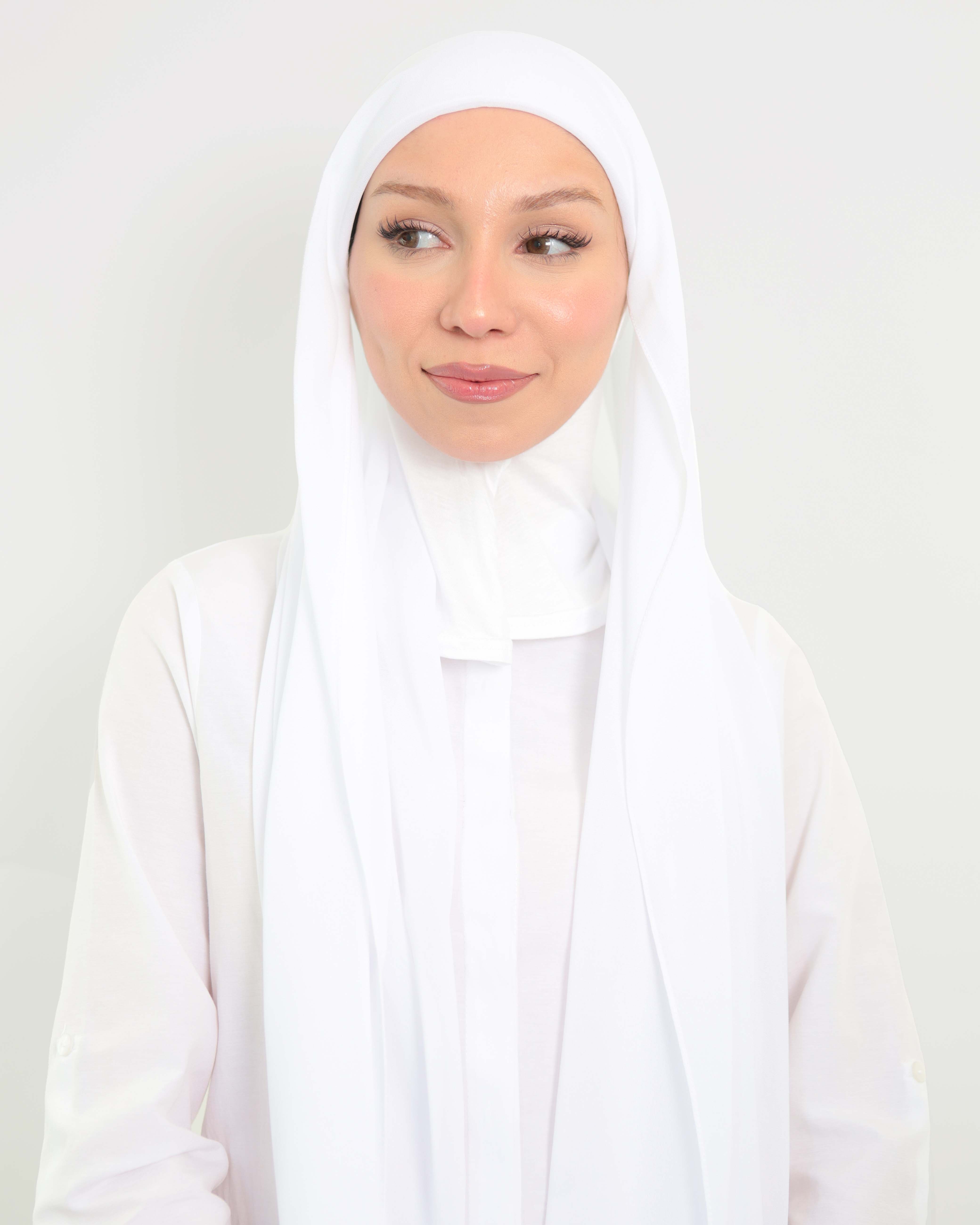 Hijab - Instant Chiffon med heltäckande undersjal - Vit