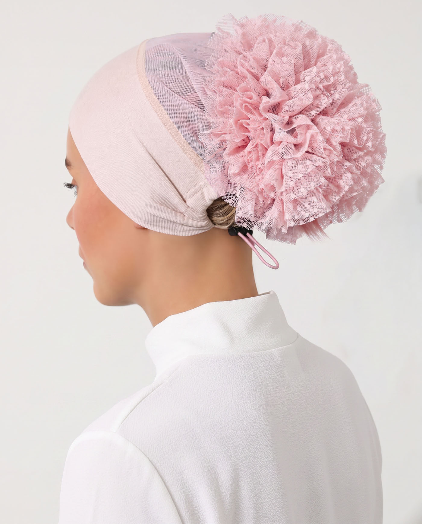Adjustable Underscarf with Silicone and Puff - Powder Pink