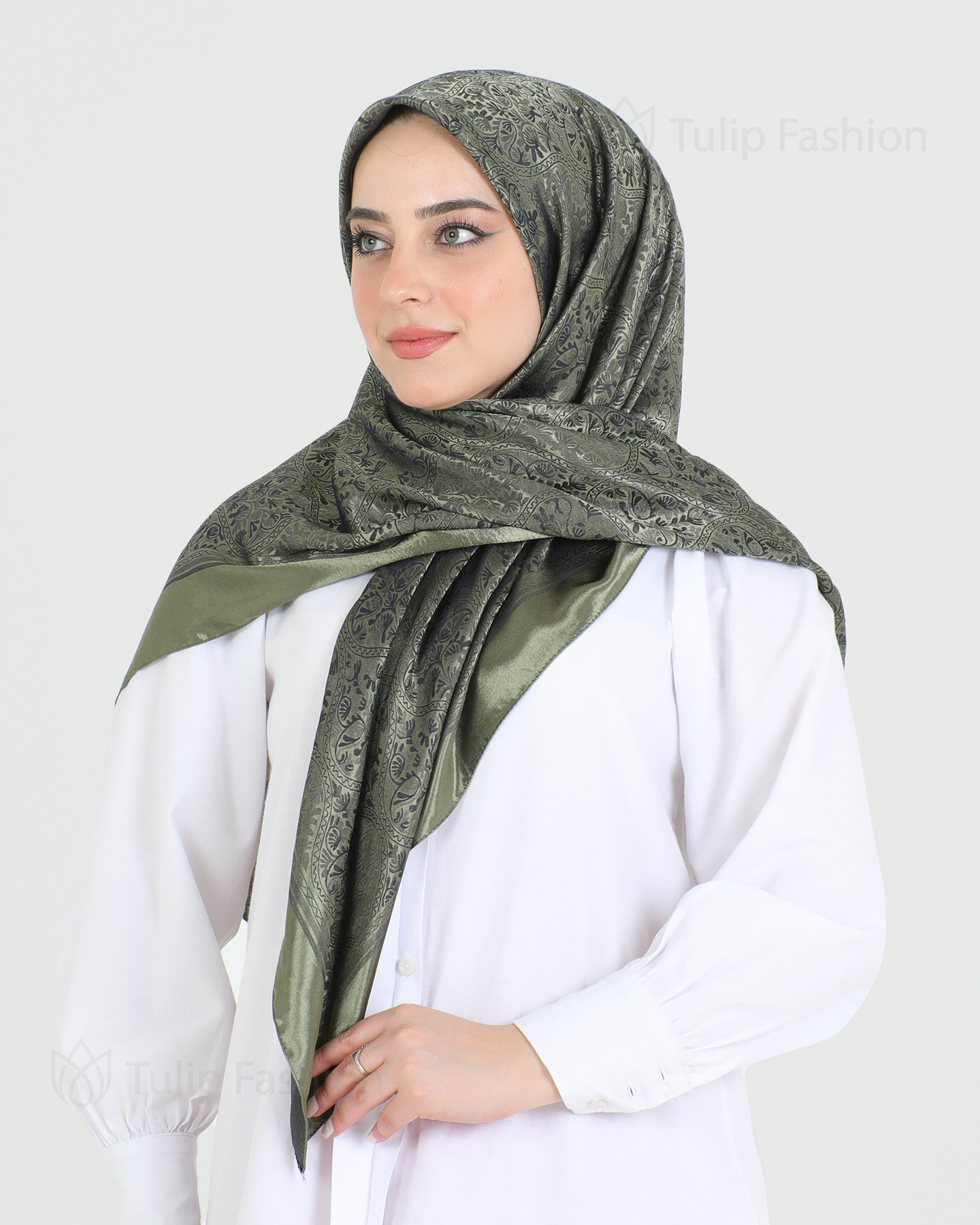 Hijab - Square Viskon 120 cm - Grön